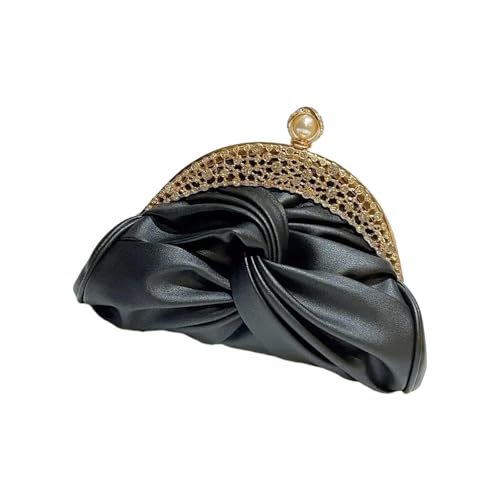 Klaisy Damen-Umhängetasche mit Strasssteinen, PU-Leder, Abend-Kettenriemen, Messenger-Handtasche, Geldbörse für Party, Abschlussball, Damen, elegante Crossbody-Tasche mit Strasssteinen, Schwarz , One von Klaisy