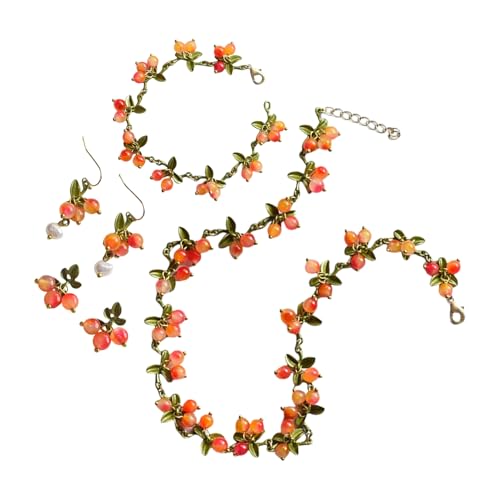 Klaisy Einzigartige Perlen-Halskette, Blatt-Ohrstecker, Ohrringe, stilvolles Schmuck-Set, geeignet für besondere Anlässe, Einheitsgröße, Wie beschrieben, Wie beschrieben von Klaisy