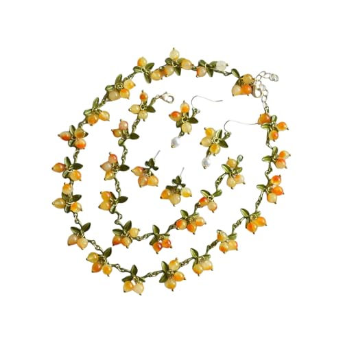 Klaisy Einzigartige Perlen-Halskette, Blatt-Ohrstecker, Ohrringe, stilvolles Schmuck-Set, geeignet für besondere Anlässe, Einheitsgröße, Wie beschrieben, Wie beschrieben von Klaisy