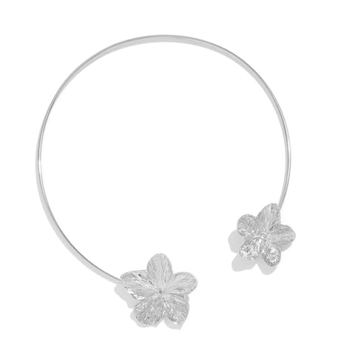 Klaisy Elegante Halskette mit geometrischem Blumen-Akzent, Frühlings-Strandschmuck, florale Manschette, Halskette für Damen, Strand-Charm-Schmuck, Einheitsgröße, Wie beschrieben, Wie beschrieben von Klaisy