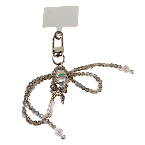 Klaisy Eleganter Schlüsselbund Mit Bowknot Anhänger Praktischer Telefon Charme Mode Kristallperlen Bögen Schlüsselring Für Schlüsselbeutel Telefon Charme von Klaisy