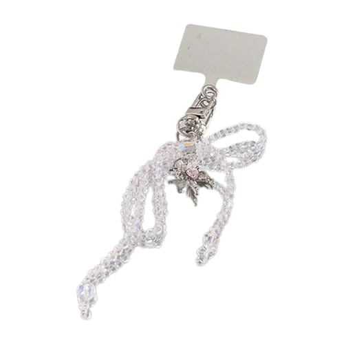 Klaisy Eleganter Schlüsselbund Mit Bowknot Anhänger Praktischer Telefon Charme Mode Kristallperlen Bögen Schlüsselring Für Schlüsselbeutel Telefon Charme von Klaisy