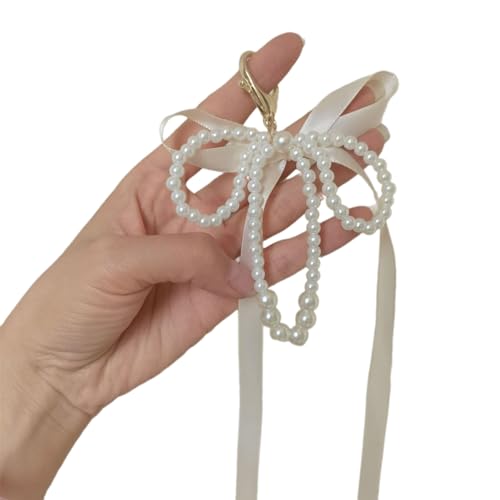 Klaisy Empfindliche Imitation Perlenschlüsselkette Mit Zarter Bowknotdekoration Eleganter Telefonanhänger Einzigartiger Schlüsselring Für Frauen Girls Geldbörse Dekoration von Klaisy