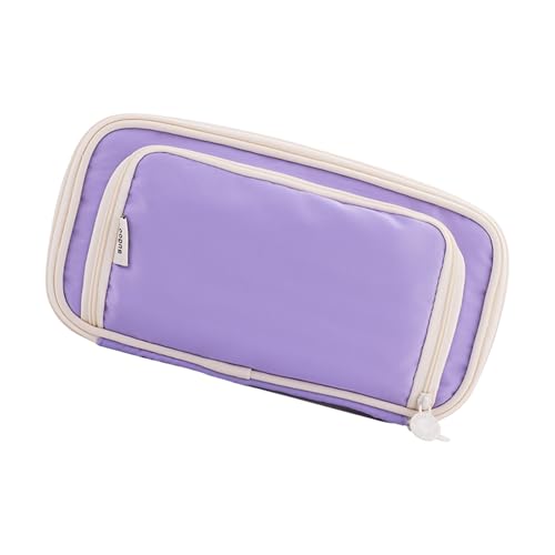 Klaisy Federmäppchen mit hoher Kapazität, doppellagig, Stifteetui, großer Stifthalter, Organizer, Reise-Make-up, für Schule, Büro, Bleistift, Lila Macaron von Klaisy
