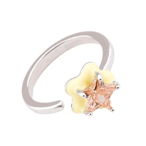 Klaisy Geometrische offene Bandringe mit glänzenden Zirkonia-Steinen, moderne Kunststile, verstellbar, quadratisch/Stern/Herz/oval, Accessoire, vielseitige Schichtung für Erwachsene, Einheitsgröße von Klaisy