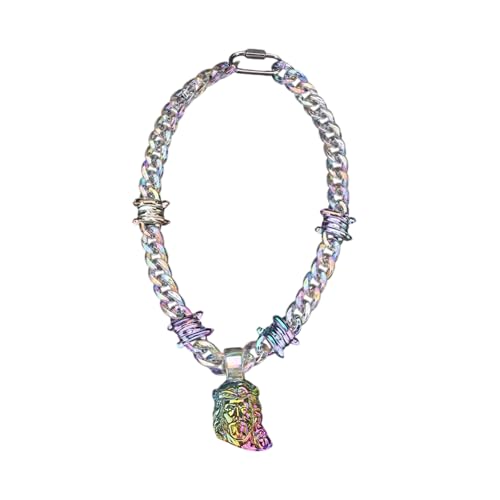 Klaisy Halskette mit Anhänger aus klarem Kunstharz, Rock-Party-Schmuck, Modeschmuck, für männliche Schmuckstruktur, Geschenk für Mode-Enthusiasten, Halskette für Herren von Klaisy
