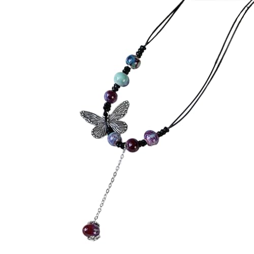 Klaisy Handgefertigte Halskette mit Schmetterlings-Anhänger, elegante Keramik-Perlen-Halskette mit handgefertigtem Schmetterlings-Anhänger, bringt Individualität und Geschmack zum Ausdruck Klaisy Handgefertigte Halskette mit Schmetterlings-Anhänger, elegante Keramik-Perlen-Halskette mit handgefertigtem Schmetterlings-Anhänger, bringt Individualität und Geschmack zum Ausdruck von Klaisy