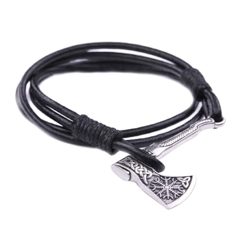Klaisy Herren-Lederanhänger mit Axt-Anhänger, verstellbare Handkette, Unisex-Armband für den täglichen Gebrauch, Modeschmuck, Geschenk, Gothic-Halskette, Einheitsgröße, Wie beschrieben von Klaisy