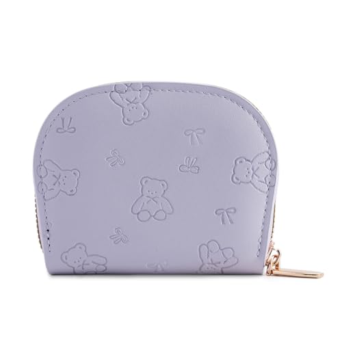 Klaisy Kompakte Damen-Geldbörse aus PU-Leder mit mehreren Kartenfächern und Reißverschlüssen für sicheres Reisen, Einkaufen, unverzichtbar, leichte Brieftasche für Reisen, hellviolett, Mass Beauty von Klaisy