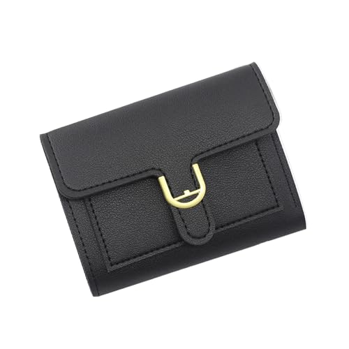 Klaisy Kompakte Geldbörse für Damen, PU-Leder, Kreditkartenhalter, großes Fassungsvermögen, dreifach gefaltete Geldbörse, Geldtasche, Geschenke, dreifach gefaltete Clutch, Schwarz , Mass Beauty von Klaisy