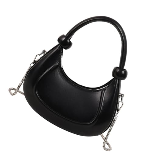 Klaisy Lässige Dumpling Geldbörse Clutches Schulter Toted Handtasche Tasche für Frauen Crossbody mit abnehmbarer Kette Geschenke Trendy, Schwarz , One Size von Klaisy