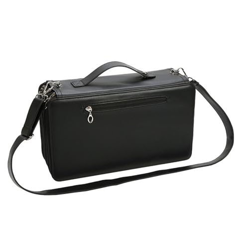 Klaisy Leder-Markeretui mit 120 Fächern, mit Schultergurt, große Kapazität, mehrschichtige Marker, Halterung, Tragetasche für Pinsel, blaue Kunsttasche, Schwarz von Klaisy