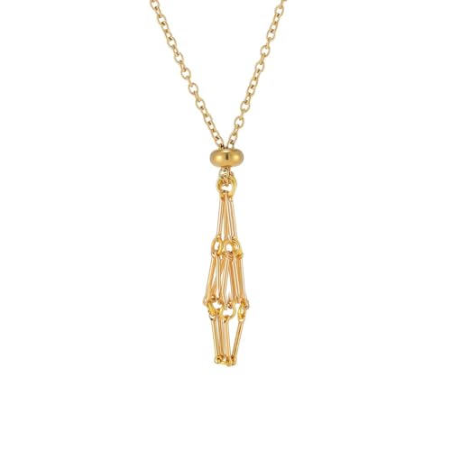 Klaisy Leere Kristallsteinhalter Halskette Kabel Verstellbarer Natürlicher Kristallkäfig Halskette Schlüsselketten Kettenkette Pendellennahne Halskette Aussage Halskette von Klaisy