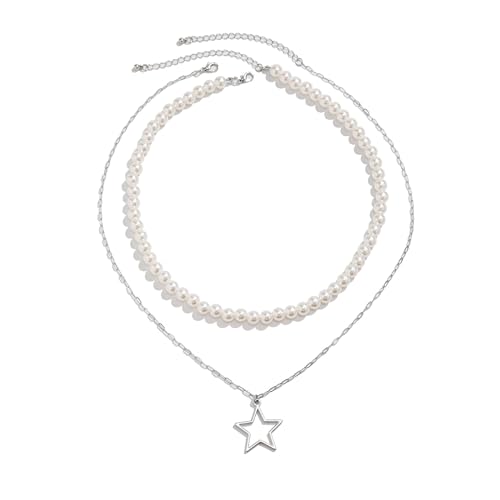 Klaisy Mode Bolzen/Stern Anhänger Halskette Handgefertigte Perlen Perlen Halsketten Doppelte Heckketten Stilvolle Schmuck Für Frauen Date Halskette Schmuck von Klaisy