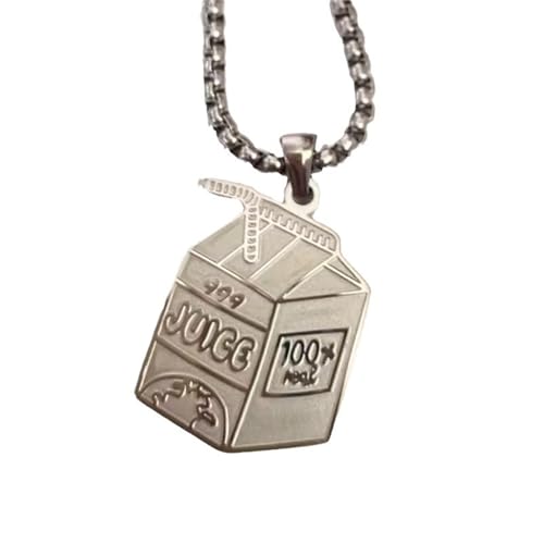 Klaisy Moderne Halskette mit Anhänger aus Edelstahl mit Säften, Modeschmuck, Accessoires für Damen und Herren, modische Statement-Halskette von Klaisy