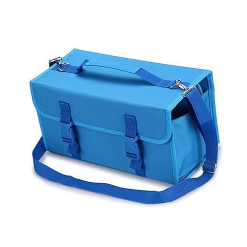 Klaisy Multifunktionale Aufbewahrungstasche mit Reißverschluss, mit Schultergurt, Marker, Stifteetui, Halter für 120 Organizer, Farb-Organizer, blau von Klaisy