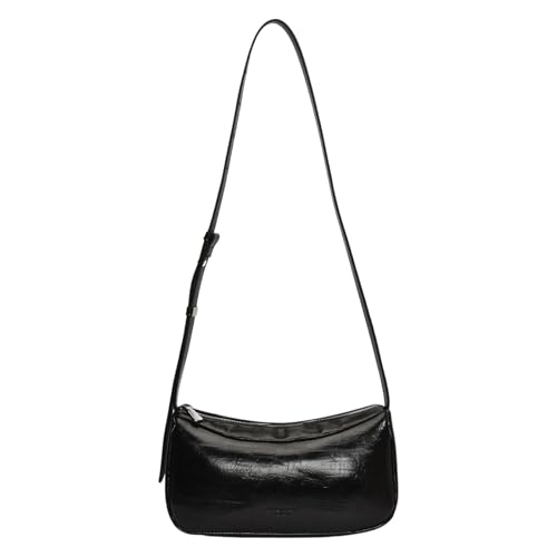 Klaisy Retro PU Leder Umhängetasche Modische Crossbody Geldbörse Satchel Pendler Taschen für den täglichen Gebrauch und Freizeit Reisen Multifunktionale Damen Umhängetasche, Schwarz , One Size von Klaisy