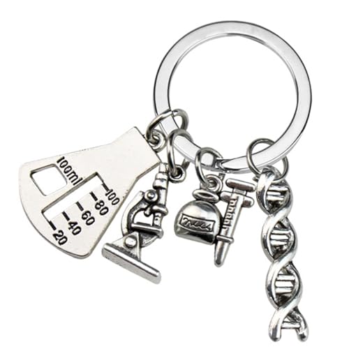 Klaisy Science Keychain Mikroskop Chemie Moleküle Schlüsselringe Schlüsselschmuck Metalltextur Für Geschenke Und Tägliche Verwendung Geeignet von Klaisy