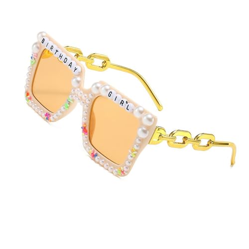 Klaisy Shades Shades Polarisierte Gläser, Hip-Hop, trendige, übergroße Requisiten für Unisex, stilvolle Sonnenbrille, trendige Hochzeit, mit Perlen, F von Klaisy
