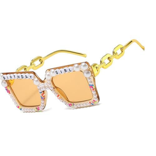 Klaisy Shades Shades Polarisierte Gläser, Hip-Hop, trendige, übergroße Requisiten für Unisex, stilvolle Sonnenbrille, trendige Hochzeit, mit Perlen, e von Klaisy