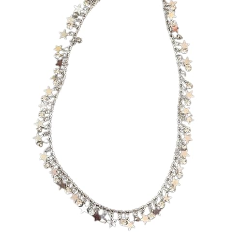 Klaisy Stilvolle Halskette mit runden Sternen, fünfzackiger Sternanhänger, verstellbare Schlüsselbeinkette, Choker für den täglichen Gebrauch, verstellbare Länge Halskette von Klaisy