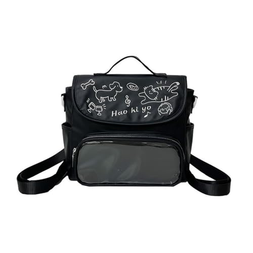 Klaisy Stilvolle durchsichtige Schultertasche für Sammelabzeichen, modische Unisex-Umhängetasche mit verstellbarer Umhängetasche, Schwarz , One Size von Klaisy