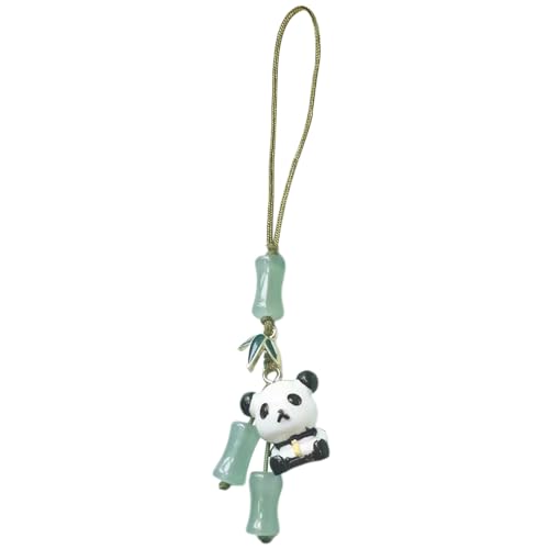 Klaisy Stylish Cyan Pandas/Fan Telefon Lanyard Trendy Han Kostümanhänger Fashion Bambus Joint Telefon Charme Straps Ornamente Bambusgelenksgurt von Klaisy