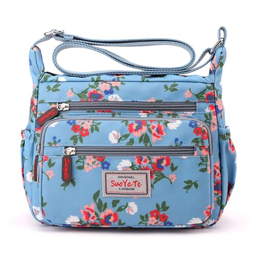 Klaisy Trendige Damen-Umhängetasche, große Kapazität, Umhängetasche, Geldbörse, Blumendruck, Messenger für tägliche Reisen, große Kapazität, Crossbody für Frauen, Blumendruck, Schultertasche von Klaisy