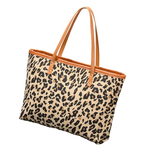 Klaisy Trendige Strandtasche mit Leopardenmuster und geräumigem Innenfutter, leicht zu transportieren, lässige Urlaubs-Handtasche für den täglichen Gebrauch, geräumige Arbeits-Reisetaschen für Damen von Klaisy
