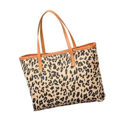 Klaisy Trendige Strandtasche mit Leopardenmuster und geräumigem Innenfutter, leicht zu transportieren, lässige Urlaubs-Handtasche für den täglichen Gebrauch, geräumige Arbeits-Reisetaschen für Damen von Klaisy