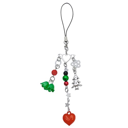 Klaisy Trendiger Handyanhänger aus Legierung und Acryl, modischer Peripherieanhänger, Weihnachtsdekoration, praktischer Riemen von Klaisy