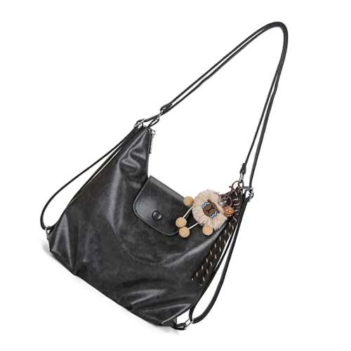Klaisy Trendiger wandelbarer Crossbody-Rucksack für Damen, PU-Umhängetasche mit verstellbarem Riemen, ergonomisches Design, tägliches Pendeln, stilvolle Pendlerrucksäcke mit abnehmbarem Anhänger von Klaisy