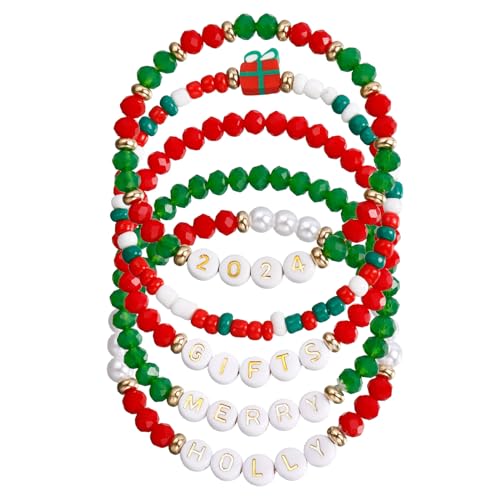 Klaisy Trendiges Armreif-Set, festliche Perlen, Armbänder, Schmuck, modisches Handgelenk-Accessoire, Verzierung für Damen, Weihnachtsset von Klaisy