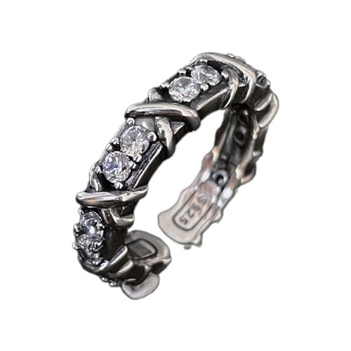 Klaisy Verstellbare, offene Ringe, bunte Diamanten, Nieten, Kreuzring, weiße Diamanten, eingelegt, verziert, Schmuck, Ornamente, Zubehör Klaisy Verstellbare, offene Ringe, bunte Diamanten, Nieten, Kreuzring, weiße Diamanten, eingelegt, verziert, Schmuck, Ornamente, Zubehör von Klaisy