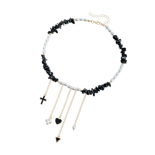 Klaisy Verstellbare Mehrzweck-Halskette mit Perlen, ideal für den täglichen Gebrauch und einen Hauch von elegantem Charm-Design, Perlen-Herz-Halskette Klaisy Verstellbare Mehrzweck-Halskette mit Perlen, ideal für den täglichen Gebrauch und einen Hauch von elegantem Charm-Design, Perlen-Herz-Halskette von Klaisy