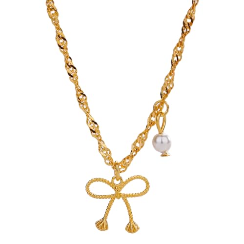 Klaisy Zarte Halskette mit Schleifen-Anhänger, verstellbare Kette, hohle Schleife, Halsschmuck für den täglichen Gebrauch, für Mädchen, Schleifen-Halskette Klaisy Zarte Halskette mit Schleifen-Anhänger, verstellbare Kette, hohle Schleife, Halsschmuck für den täglichen Gebrauch, für Mädchen, Schleifen-Halskette von Klaisy