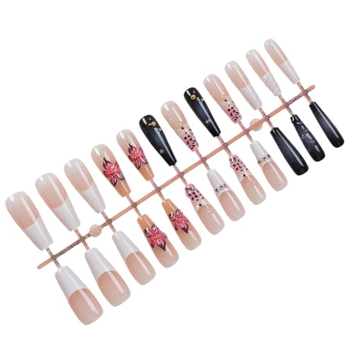 Künstliche Fingernägel mit Sarg-Nagelspitzen, Kunstnägel, für Damen und Mädchen, Geschenk, Sarg, künstliche Nägel von Klaisy