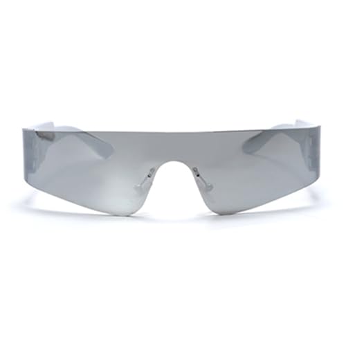 Modische Cyber-Sonnenbrille für Outdoor-Sportliebhaber mit hoher Intensität, UV400-Schutz, rahmenloser Sonnenschutz, Outdoor-Sport, silber von Klaisy