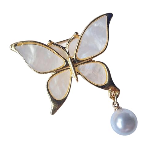 Modische Schmetterlings-Perlen-Anstecknadel, Schmuckstücke, Wassertropfen-Designs, stabile Legierung, vielseitig für Frauen, Statement-Brosche, Einheitsgröße, Wie beschrieben von Klaisy