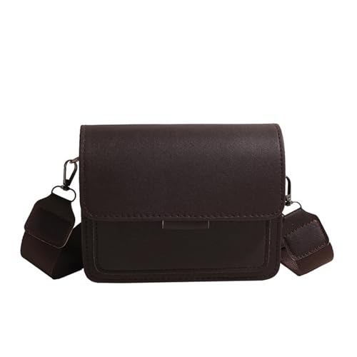 Modische kleine Umhängetasche mit breitem Riemen, PU-Leder, Umhängetasche, Damen, auf der Suche nach Stil und Funktionalität, breiter Riemen, Kaffeebraun, One Size von Klaisy