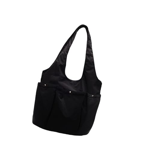 Nylon-Schultertasche für modische Frauen, große Kapazität, Unterarm-Geldbörse, Tragegriff oben, bietet Stil und Funktionalität, weiche Nylon-Geldbörse, Schwarz , One Size von Klaisy