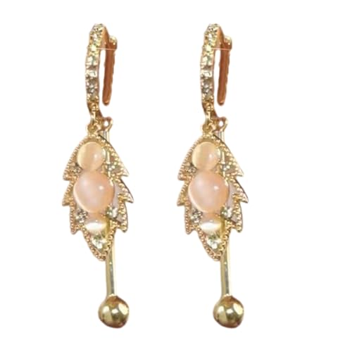 Ohrmanschette mit Katzenaugen-Edelsteinen, elegantes gebogenes Blatt-Design, elegante Legierung, Schmuck, vielseitig, für den täglichen Gebrauch von Klaisy