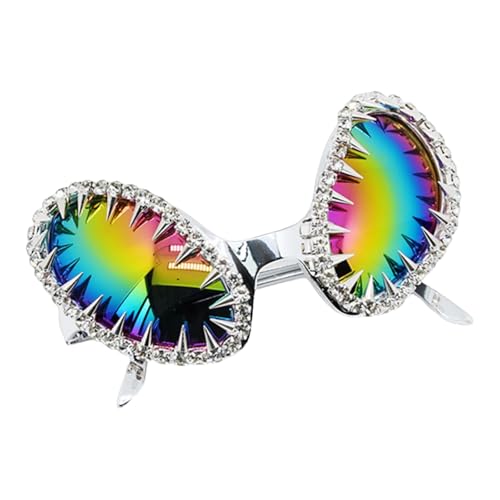 Punk-Sonnenbrille mit Nietenrahmen, Alien-Form, Schutzbrille, beliebte Hiphop-Brille für den täglichen Gebrauch, Unisex, modische Brillen, Silberne Rahmenfarbe F Punk-Sonnenbrille mit Nietenrahmen, Alien-Form, Schutzbrille, beliebte Hiphop-Brille für den täglichen Gebrauch, Unisex, modische Brillen, Silberne Rahmenfarbe F von Klaisy