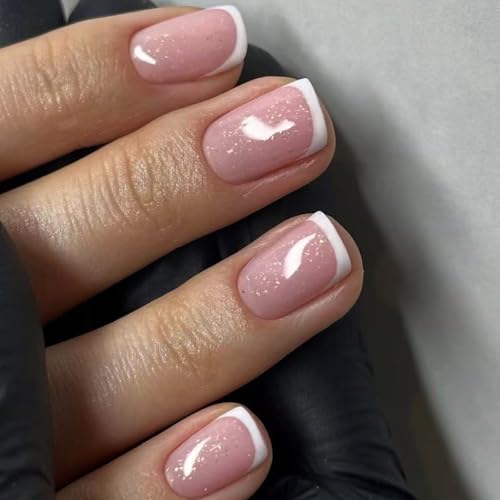 Quadratische Nägel zum Aufdrücken, künstliche Pailletten, Kunstacryl, 24 Stück, für Frauen und Mädchen, Acrylkleber auf Nägel für Frauen, transparent von Klaisy