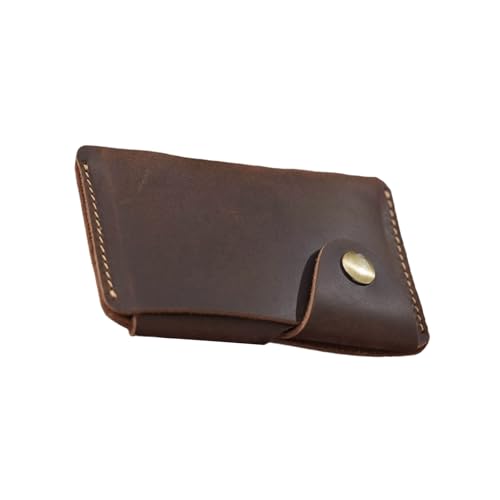 Retro Kartenetui Geldbörse Leder Halter mit Knopfverschluss Münzbörse Herren und Damen Leder Retro Kreditbörse für Reisen täglich, Kaffeebraun von Klaisy