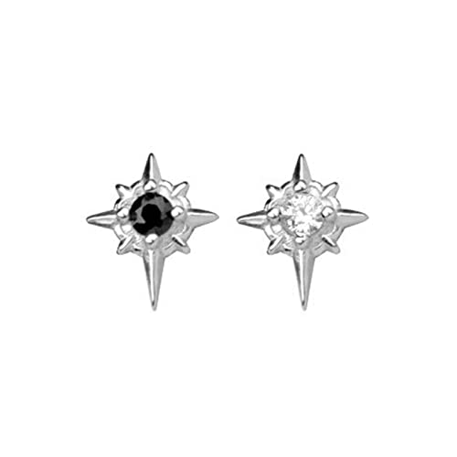 Schwarz Silber Farbe Zirkonstern Kleine Bolzenohrringe Einfache Weibliche Kleine Exquisite Modische Handgefertigte Paar Schmuckgeschenk von Klaisy