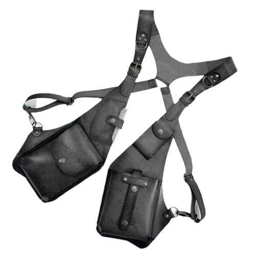 Secure Carry Crossbody Bag Anti-Diebstahl Design Verstellbarer Schultergurt Herren Steampock Detective Styles Brusttasche Unisex Verstellbar PU Leder Unterarmtasche, Schwarz , One Size von Klaisy