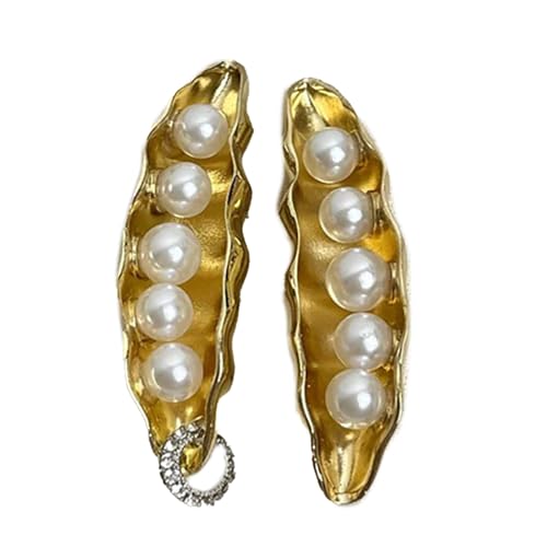Stilvolle metallbeschichtete Erbsenkapsel-Ohrringe mit Kunstperlen, einzigartiges Ohr-Accessoire für Damen, Vintage-Modeschmuck, Modeschmuck für Frauen Stilvolle metallbeschichtete Erbsenkapsel-Ohrringe mit Kunstperlen, einzigartiges Ohr-Accessoire für Damen, Vintage-Modeschmuck, Modeschmuck für Frauen von Klaisy