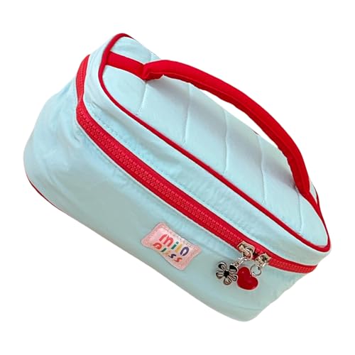 Tragbarer, zarter Make-up-Organizer für Reisen, geräumige Kosmetiktasche mit mehreren Fächern, stilvolles buntes Design, funktionale Stoff-Kosmetiktasche für Badezimmer, blau, Mass Beauty von Klaisy