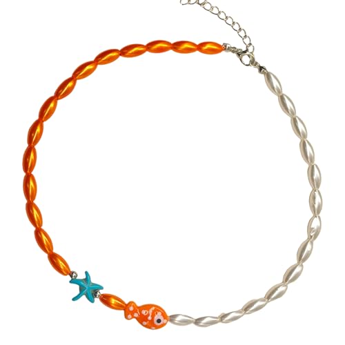 Trendige Halskette mit Clownfisch-Anhängern aus Harz, verspielter Clownfisch, modische Halskette, Halsschmuck für individuelle Trendsetter, leichter Natursteinschmuck von Klaisy
